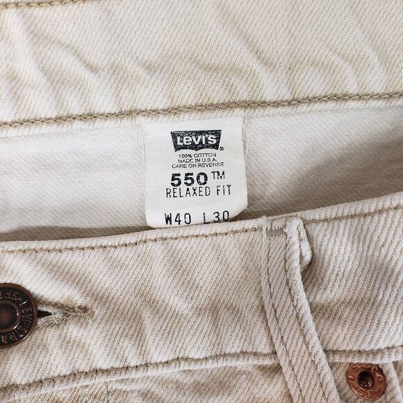 Vintage Levi's 550 Jeans Mens‎ 40x30 Off White Denim Pants USA Made 1998 90s VTG - Picture 3 of 9